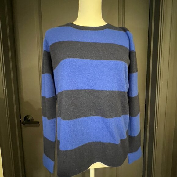 Fenn Wright Manson 2-ply 100% Cashmere Women's Striped Crewneck Sweater Blue L - Picture 12 of 12